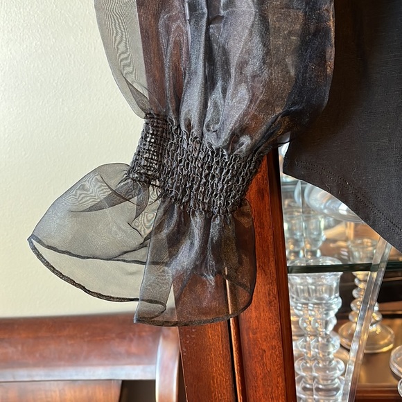 Cinq a Sept Libby Organza Sleeve Top in Black 🥂 - Picture 6 of 9